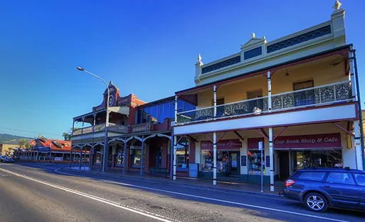 Shopfronts along a country town main street