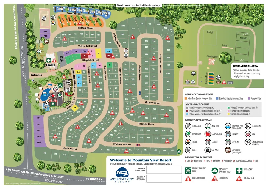 Illustrated map of the Mountain View Resort grounds