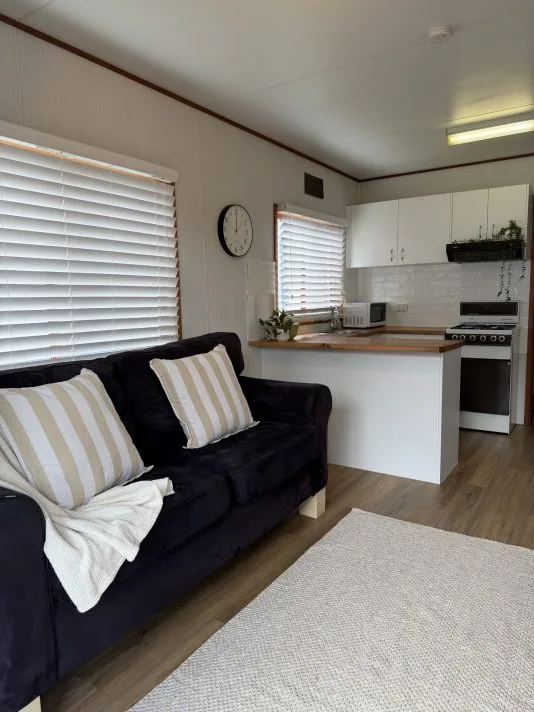 The kitchen of the one bedroom home