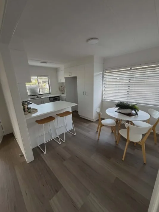 The new kitchen in the three bedroom home