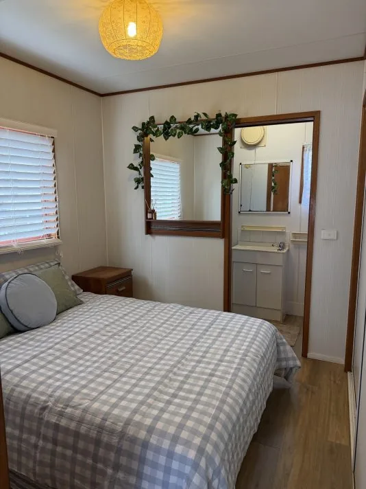 The living area of the one bedroom home