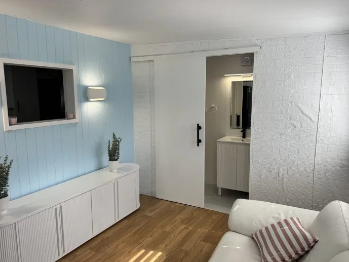 Inside the annexe, looking through to the kitchen